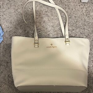 Nanette Lepore Cream Tote Bag with Gold Accents